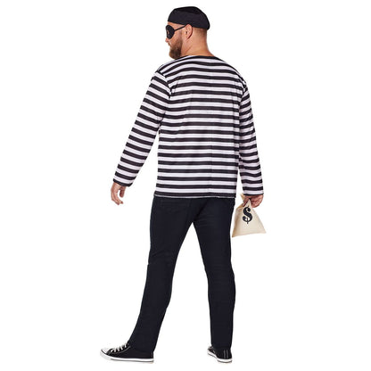 Adult Burglar Plus Size Costume BLACK AND WHITE