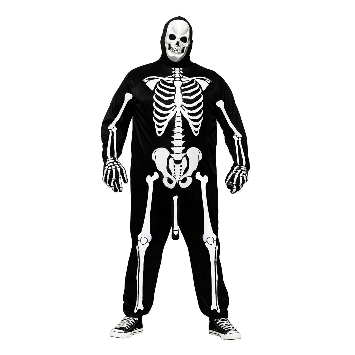 Adult Skeleboner Plus Size One Piece Costume BLACK