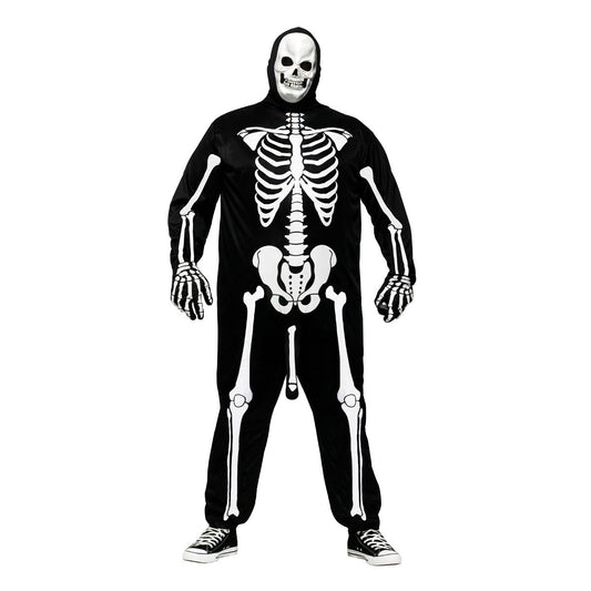 Adult Skeleboner Plus Size One Piece Costume BLACK
