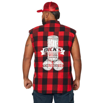 Adult Dick's Morning Wood Service Plus Size Vest BLACK AND RED