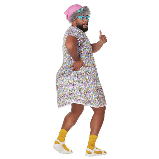 Adult Grandma Flower Dress Costume MULTI-COLOR