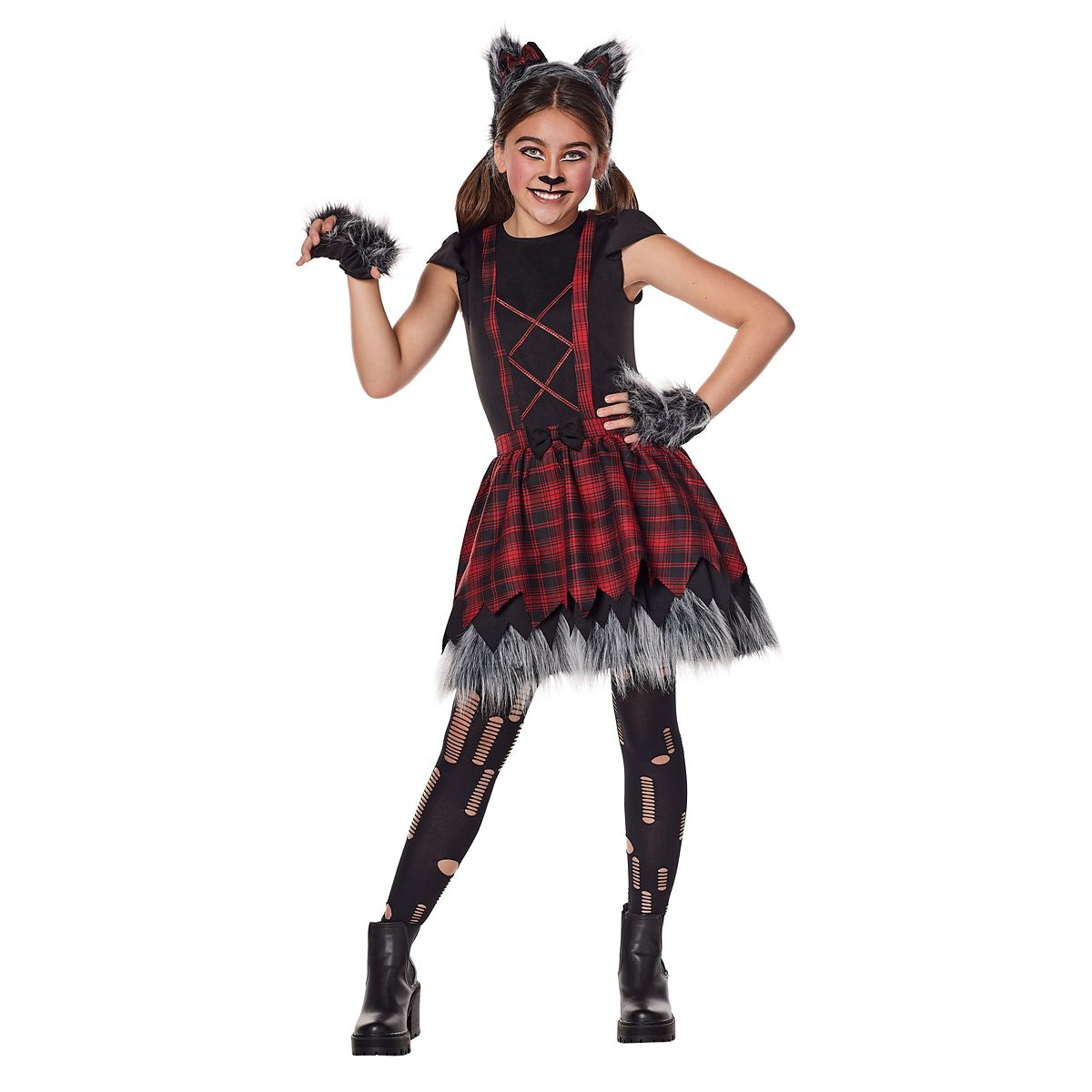 Kids Wolf Cutie Dress Costume BLACK AND RED