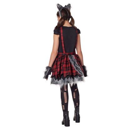 Kids Wolf Cutie Dress Costume BLACK AND RED