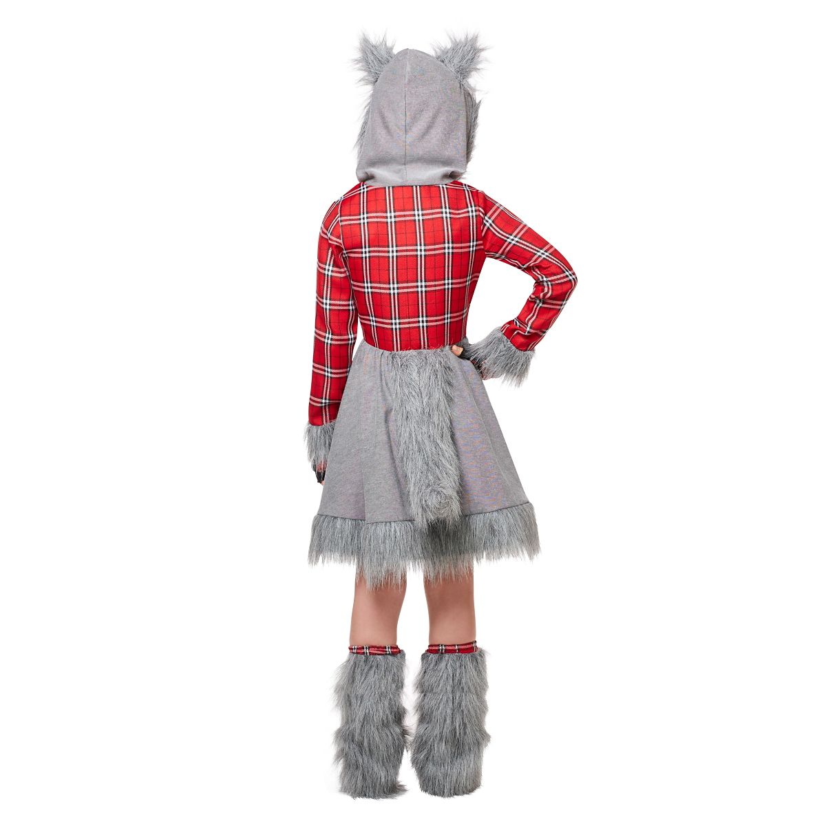 Kids Faux Fur Charming Werewolf Costume GRAY PLAID