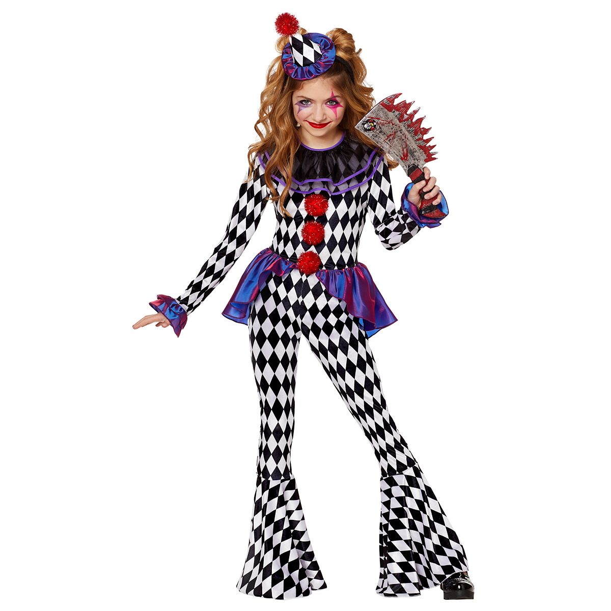Kids Carnival Clown Unitard Costume BLACK