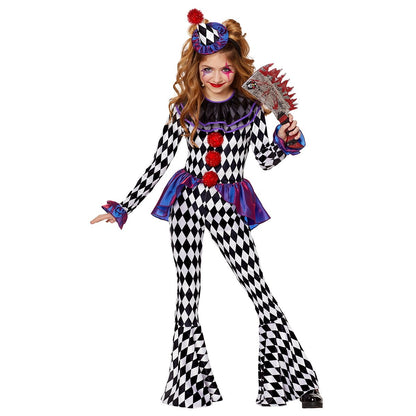Kids Carnival Clown Unitard Costume BLACK