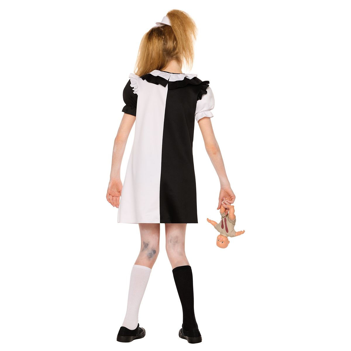 Kids Little Pale Girl Costume - Terrifier BLACK AND WHITE