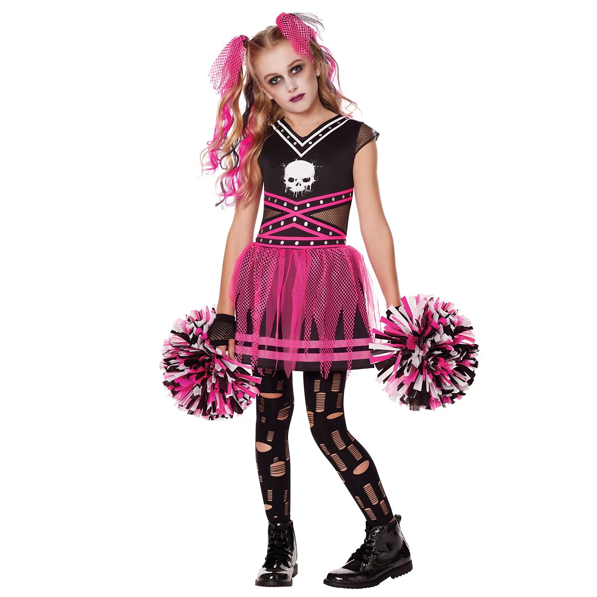 Kids Scare Squad Cheerleader Costume BLACK AND PINK