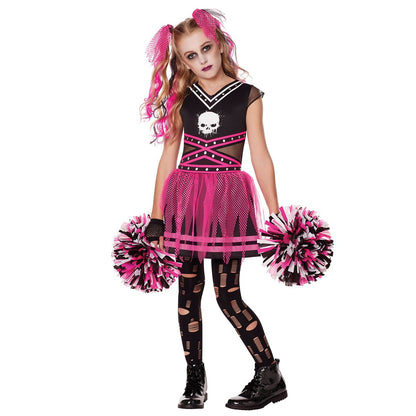 Kids Scare Squad Cheerleader Costume BLACK AND PINK