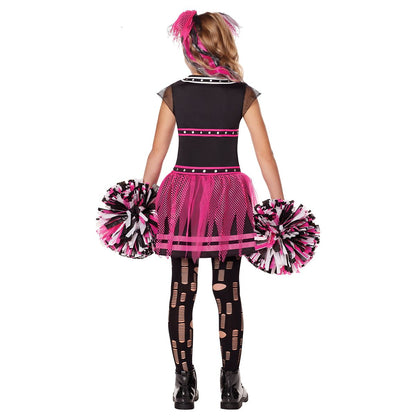 Kids Scare Squad Cheerleader Costume BLACK AND PINK