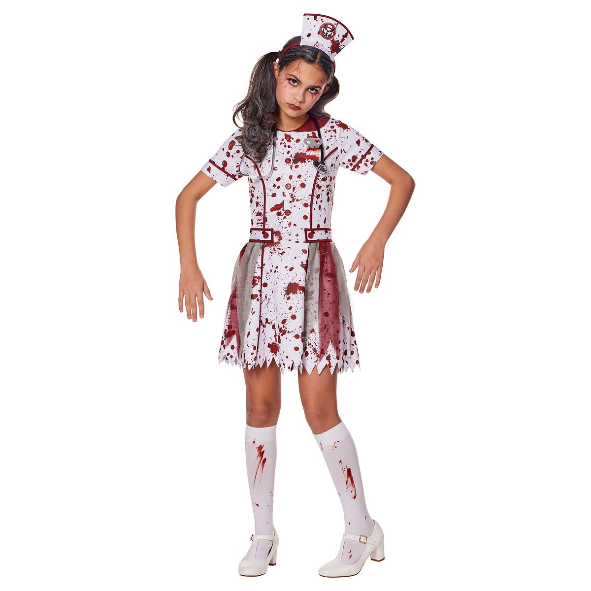 Kids Zombie Nurse Costume RED AND WHITE