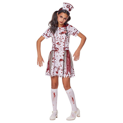 Kids Zombie Nurse Costume RED AND WHITE