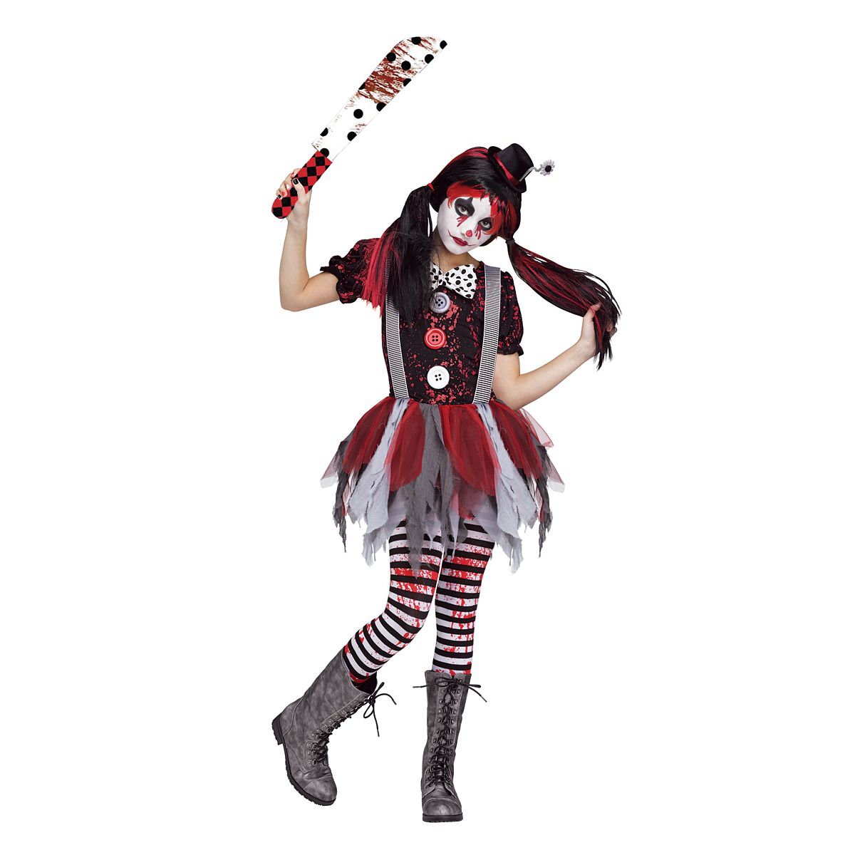 Kids Killer Clown Costume RED/WHITE/BLACK
