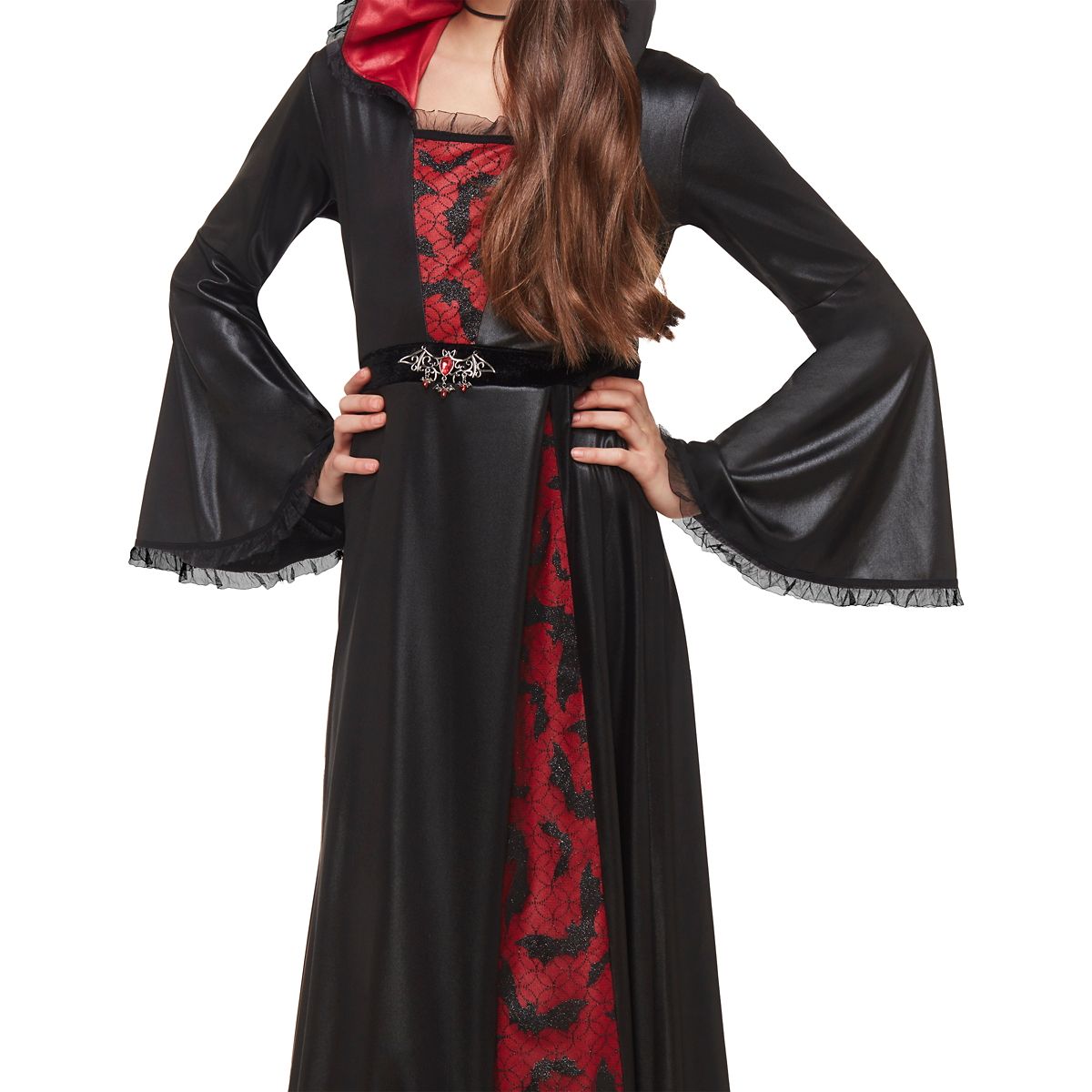 Kids Bat Vampiress Costume BLACK AND RED