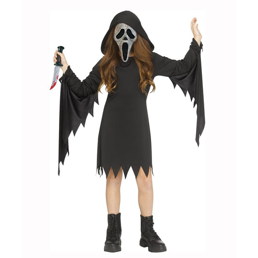 Kids Bling Ghost Face Dress Costume BLACK
