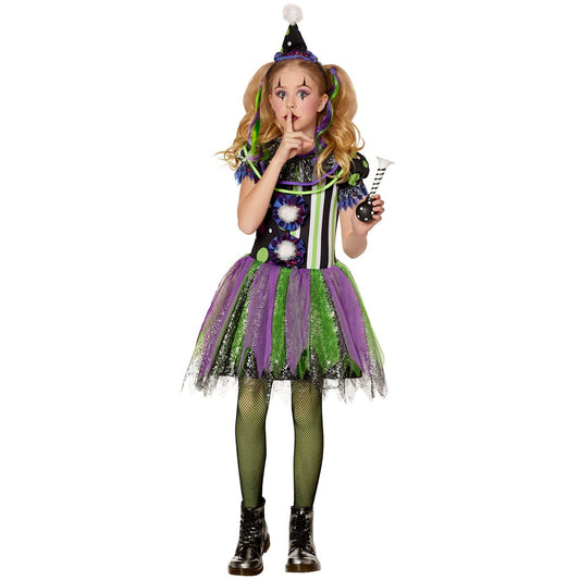 Kids Glow in the Dark Neon Clown Costume GREEN