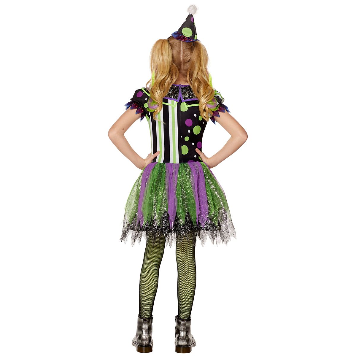 Kids Glow in the Dark Neon Clown Costume GREEN