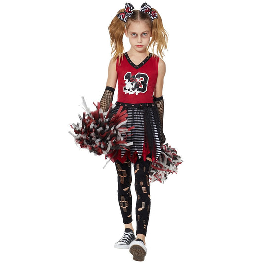 Kids Zombie Cheerleader Costume RED