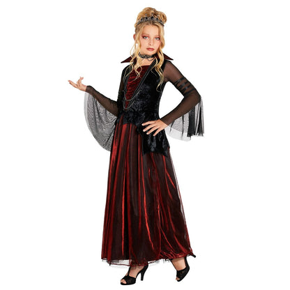 Kids Royal Vampiress Costume Deluxe BLACK AND RED