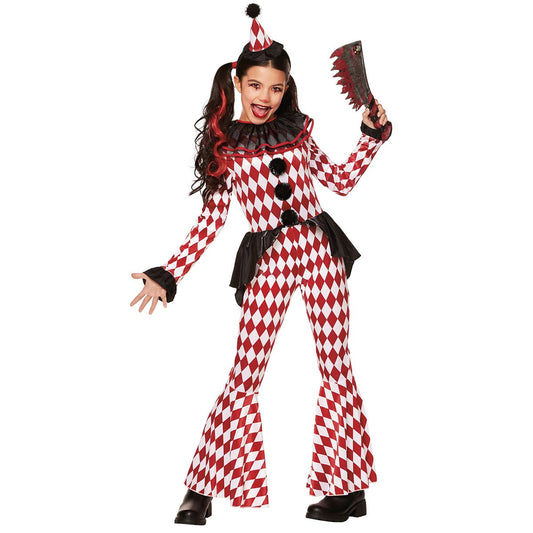 Kids Red Carnival Clown Unitard Costume BLACK AND RED