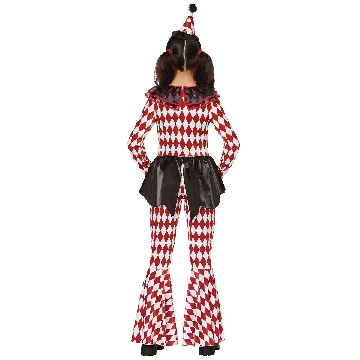 Kids Red Carnival Clown Unitard Costume BLACK AND RED