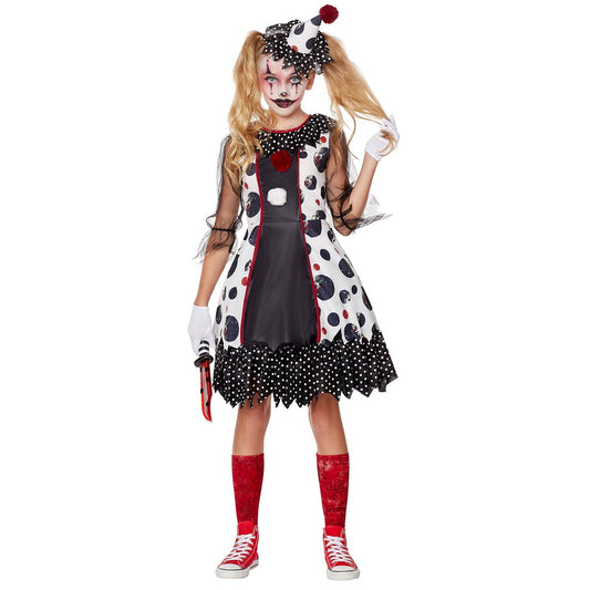 Kids Creepy Clown Costume RED/WHITE/BLACK
