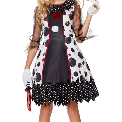 Kids Creepy Clown Costume RED/WHITE/BLACK