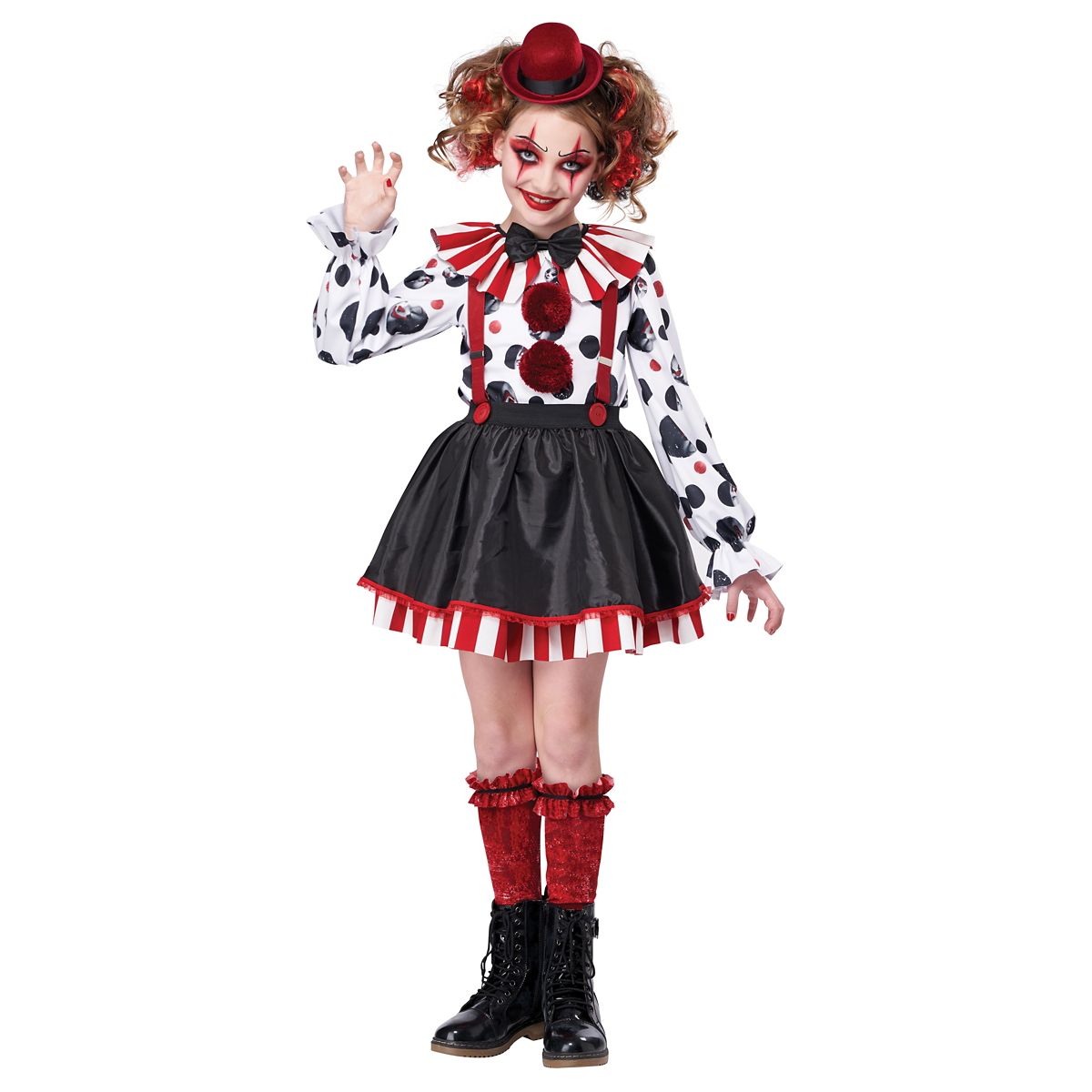 Kids Sinister Clown Costume RED/WHITE/BLACK
