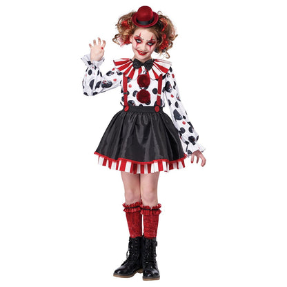 Kids Sinister Clown Costume RED/WHITE/BLACK