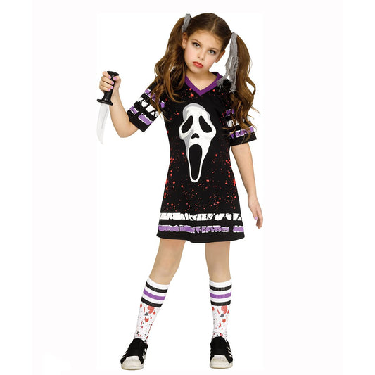Kids Ghost Face Jersey Dress Costume BLACK