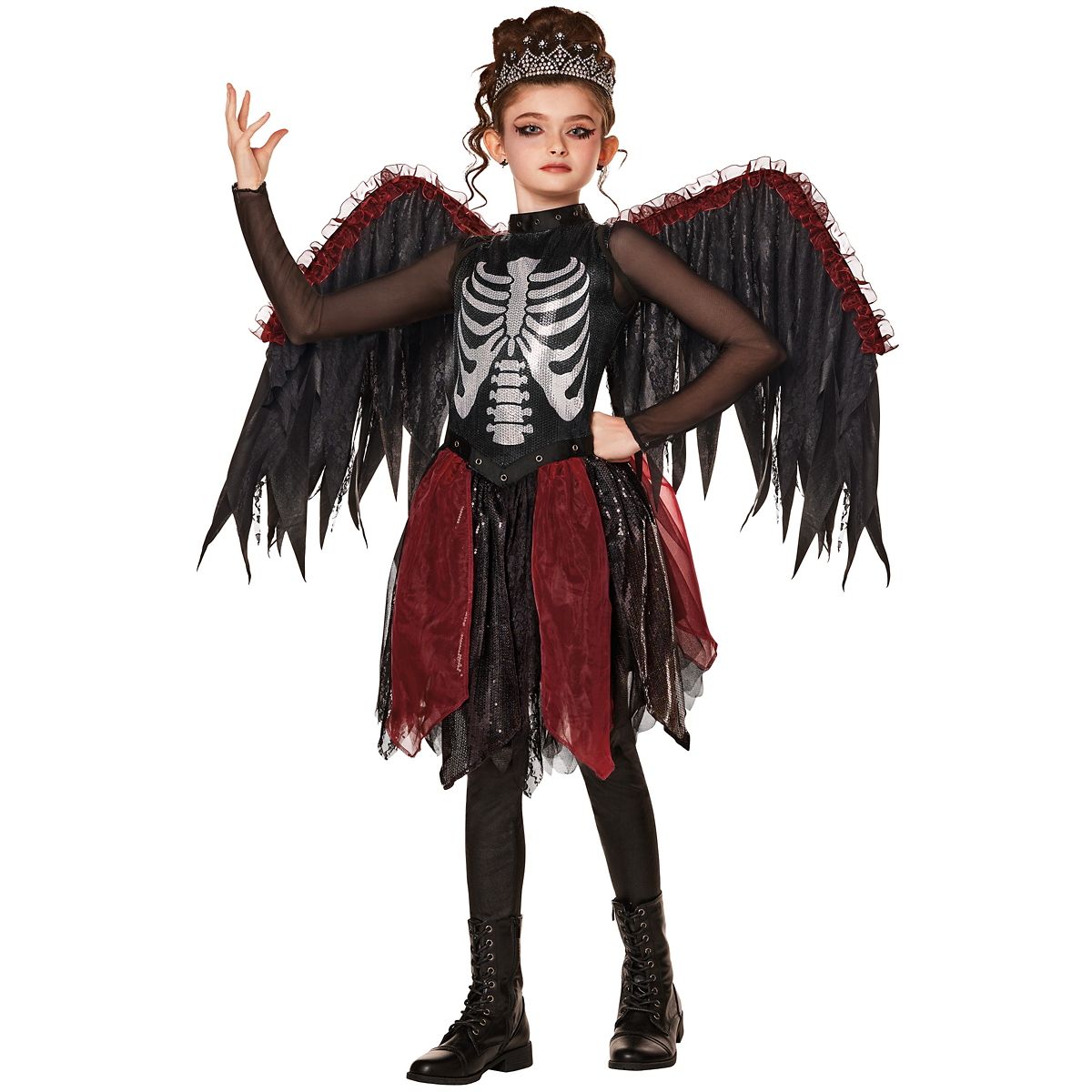 Kids Punky Reaper Costume BLACK AND RED