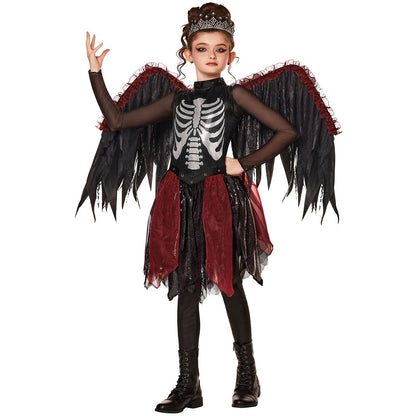 Kids Punky Reaper Costume BLACK AND RED