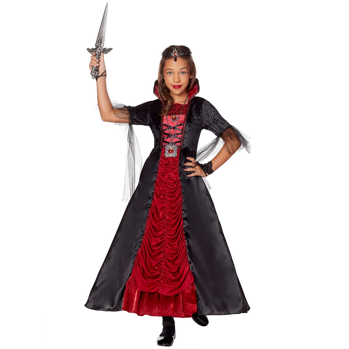 Kids Royal Vampiress Dress Costume BLACK AND RED
