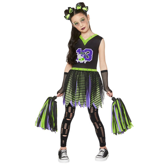 Kids Deadly Cheerleader Costume BLACK/PURPLE/GREEN