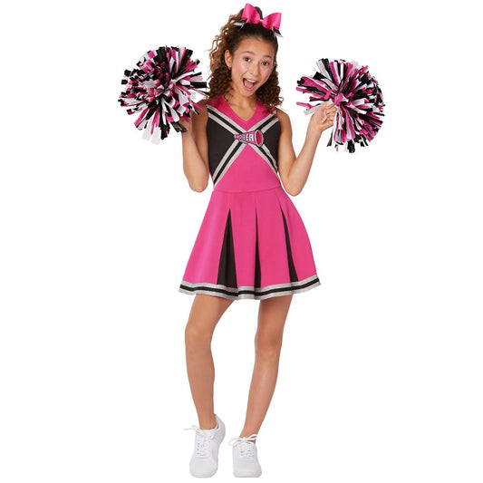Kids Pink Cheerleader Costume BLACK AND PINK