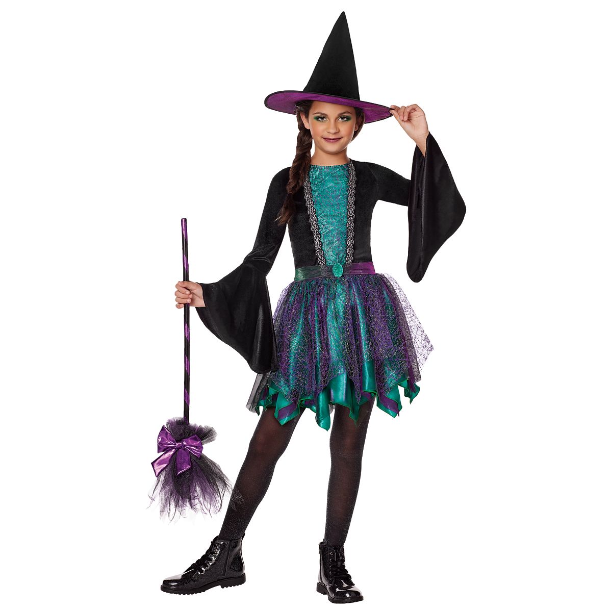 Kids Enchantress Witch Costume BLACK/PURPLE/GREEN
