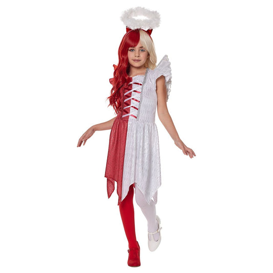 Kids Half Angel & Devil Costume RED AND WHITE