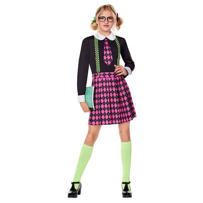 Kids Neon Misfit Nerd Costume NEON PINK