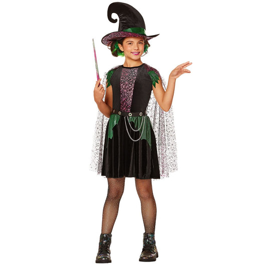 Kids Black Magic Witch Costume BLACK/PURPLE/GREEN