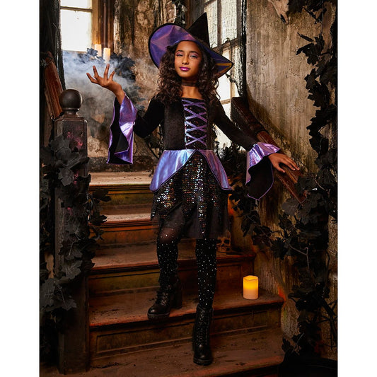 Kids Mystic Witch Costume BLACK AND PURPLE