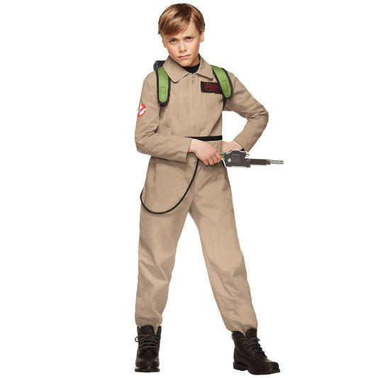 Kids Ghostbusters Boys One Piece Costume with Proton Pack - Ghostbusters Classic TAN