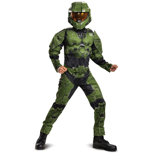 Kids Master Chief Muscle Costume - Halo Infinite GREEN