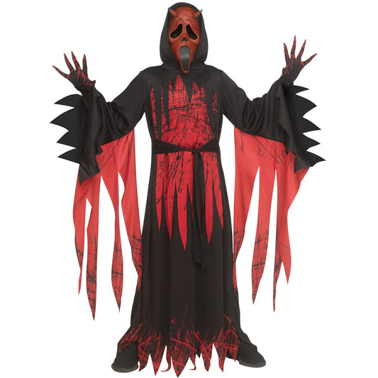 Kids Ghost Face Aged Devil Costume BLACK AND RED