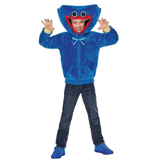 Kids Huggy Wuggy Zip-Up Costume Top - Poppy Playtime BLUE