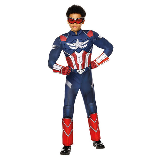 Kids Captain America Muscle Jumpsuit Costume - Brave New World RED / BLUE
