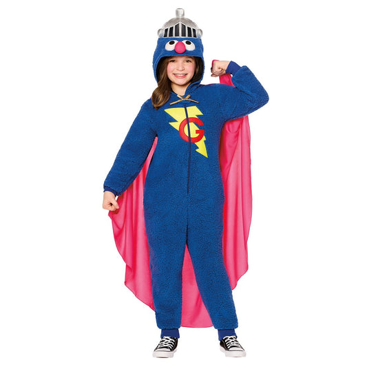 Kids Super Grover Jumpsuit Costume - Sesame Street BLUE