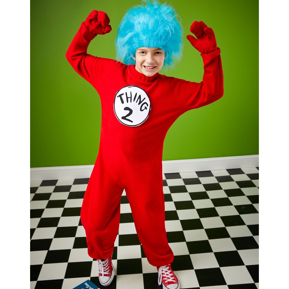 Kids  Thing 1 and Thing 2 One Piece Costume -  Dr. Seuss RED