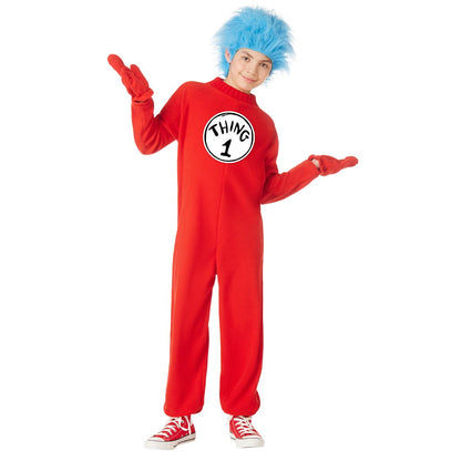 Kids  Thing 1 and Thing 2 One Piece Costume -  Dr. Seuss RED