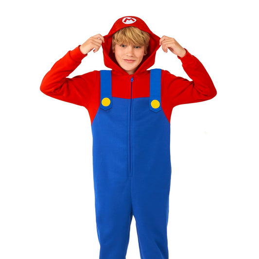 Kids Mario Jumpsuit With Hood - Super Mario Bros. RED