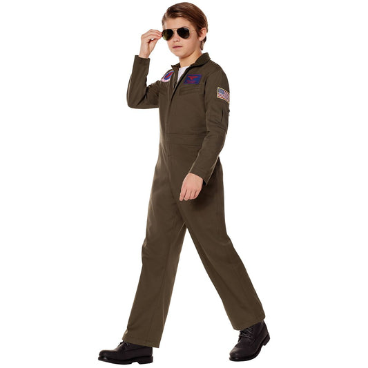 Kids Top Gun Jumpsuit Costume GREEN